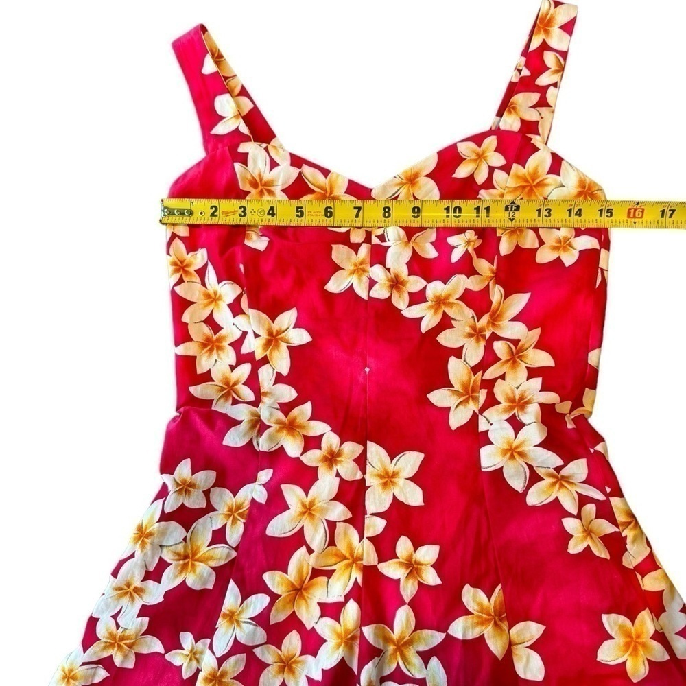 Royal Hawaiian Creations Plumeria Pink Cotton Hawaiian Mini Sundress Womens L - Picture 13 of 14